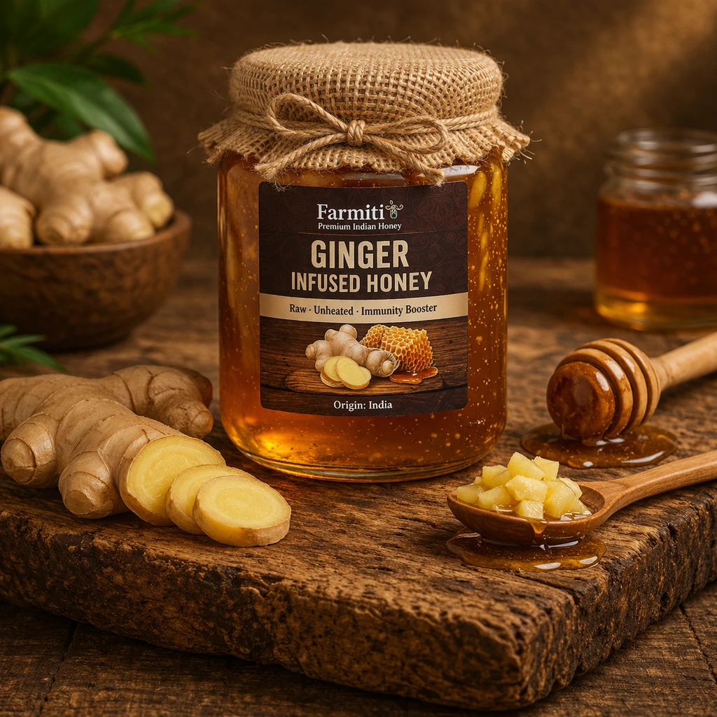 Ginger infused honey supplier India bulk export private label