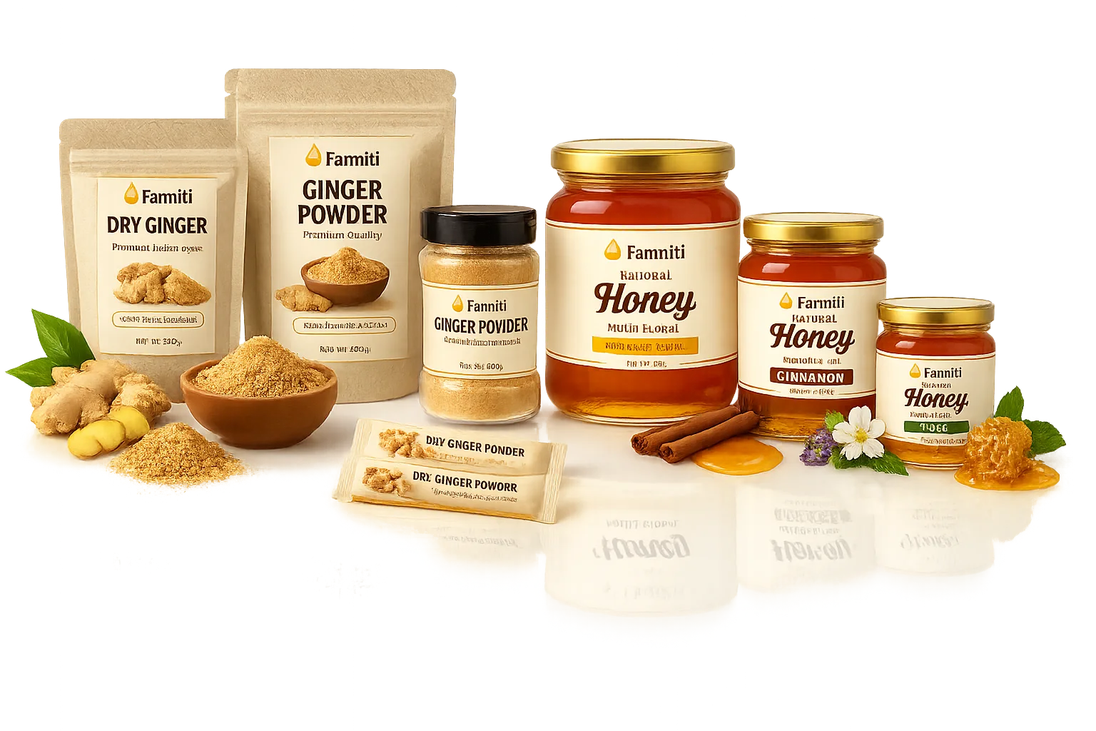 Retail packaging ginger powder and infused honey private label